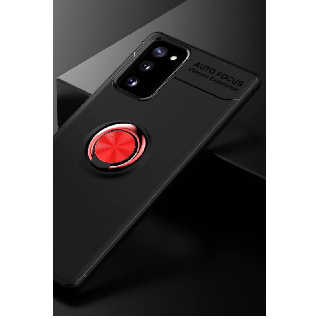 Samsung Galaxy Note 20 Kılıf Range Yüzüklü Silikon - Siyah-Kırmızı