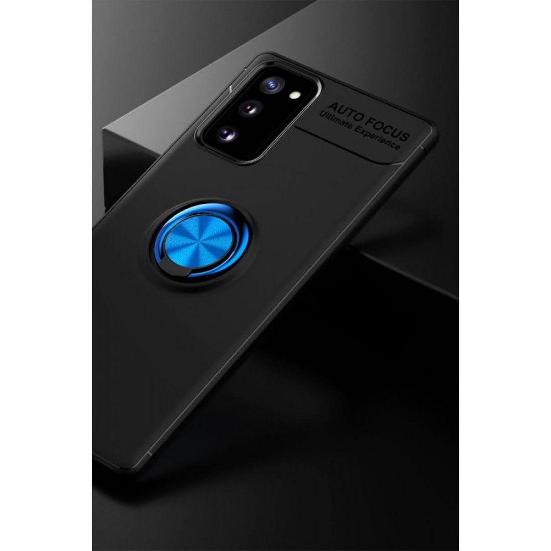 Samsung Galaxy Note 20 Kılıf Range Yüzüklü Silikon - Siyah-Mavi