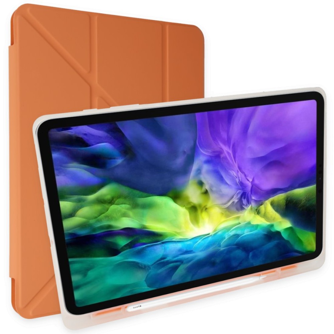 iPad Pro 9.7 Kılıf Kalemlikli Mars Tablet Kılıfı - Turuncu