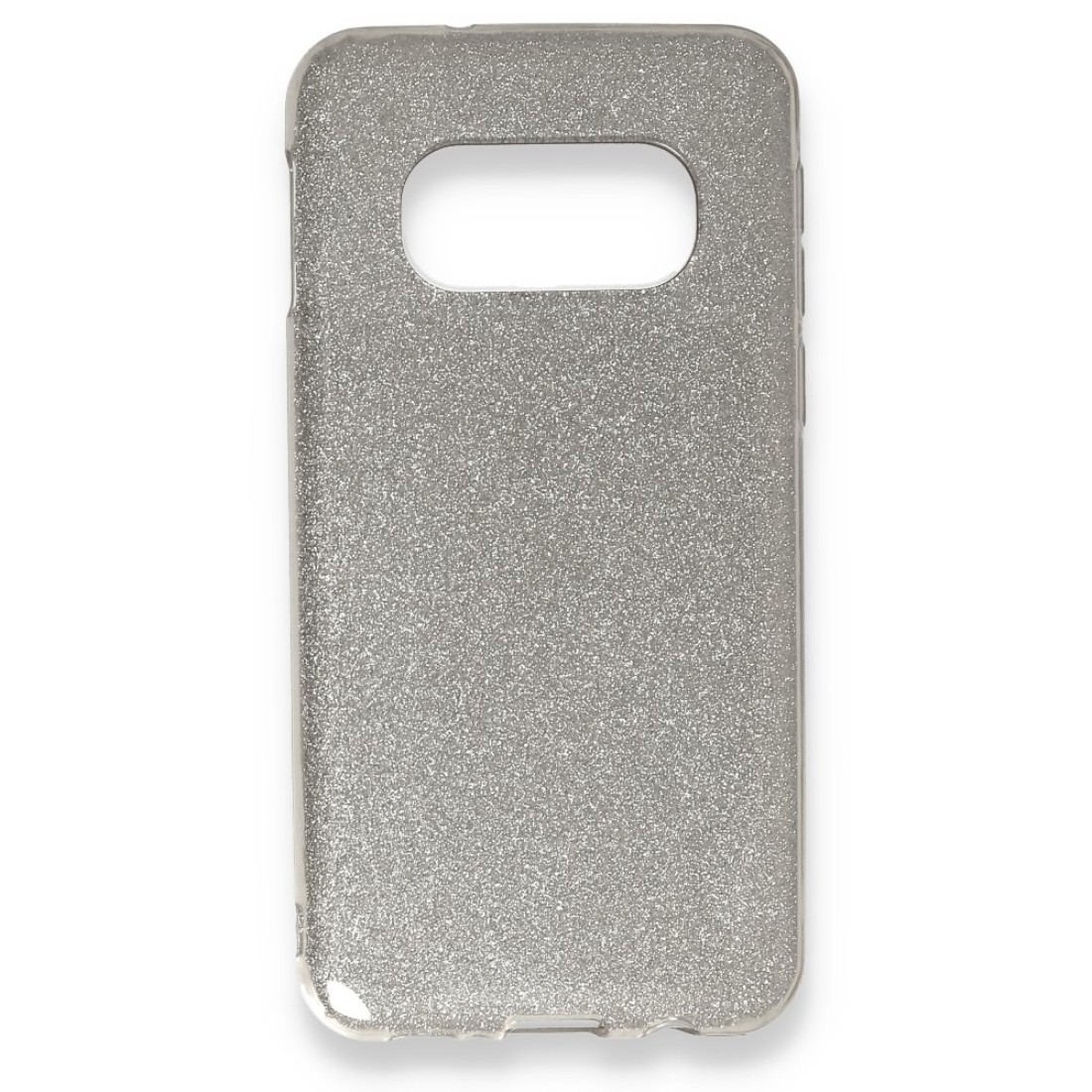 Samsung Galaxy S10E Kılıf Simli Katmanlı Silikon - Gümüş