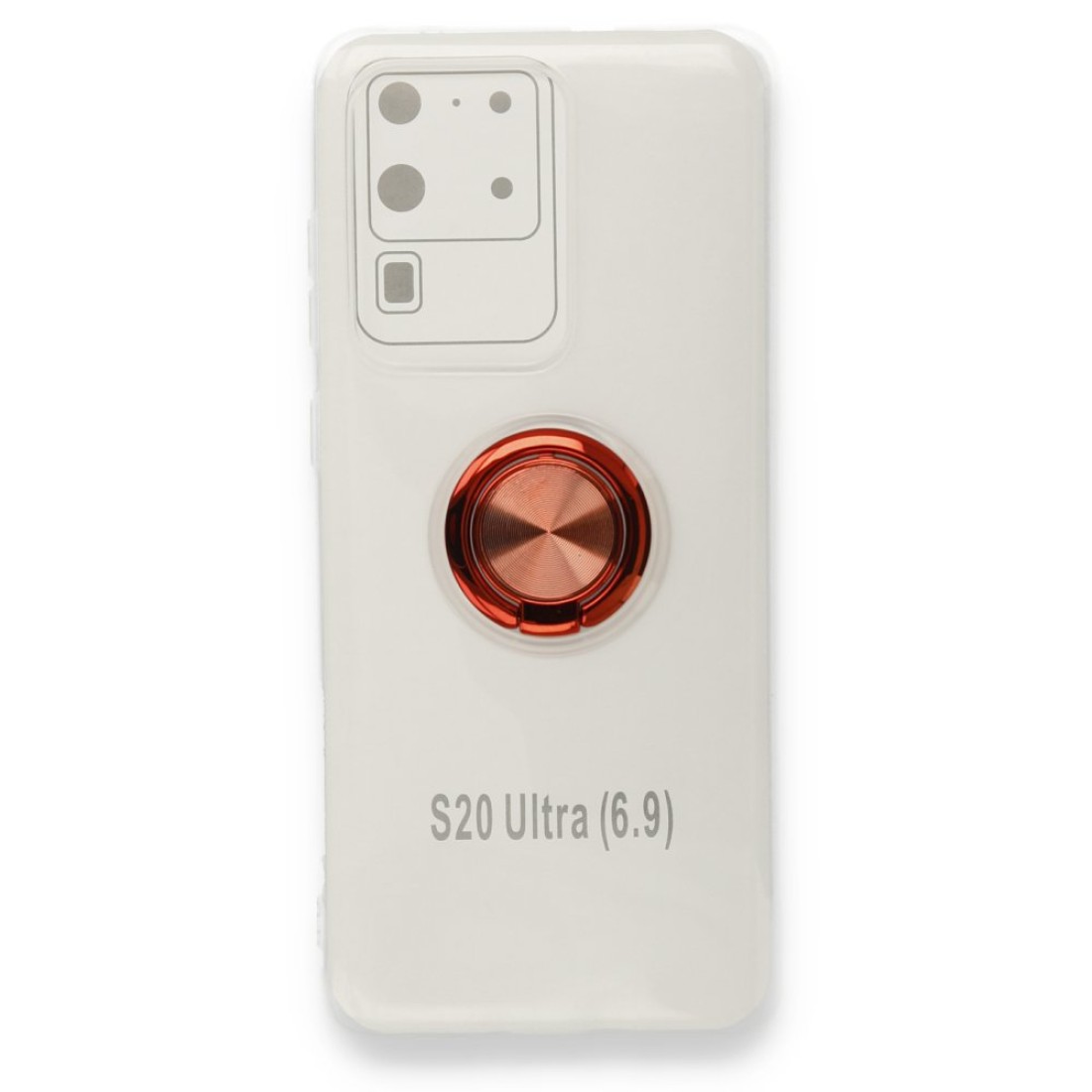 Samsung Galaxy S20 Ultra Kılıf Gros Yüzüklü Silikon - Kırmızı