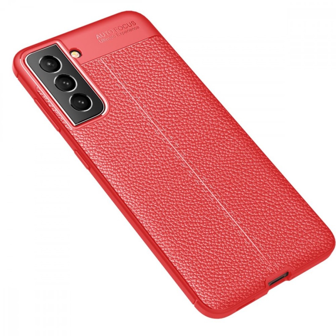 Samsung Galaxy S21 FE Kılıf Focus Derili Silikon - Kırmızı