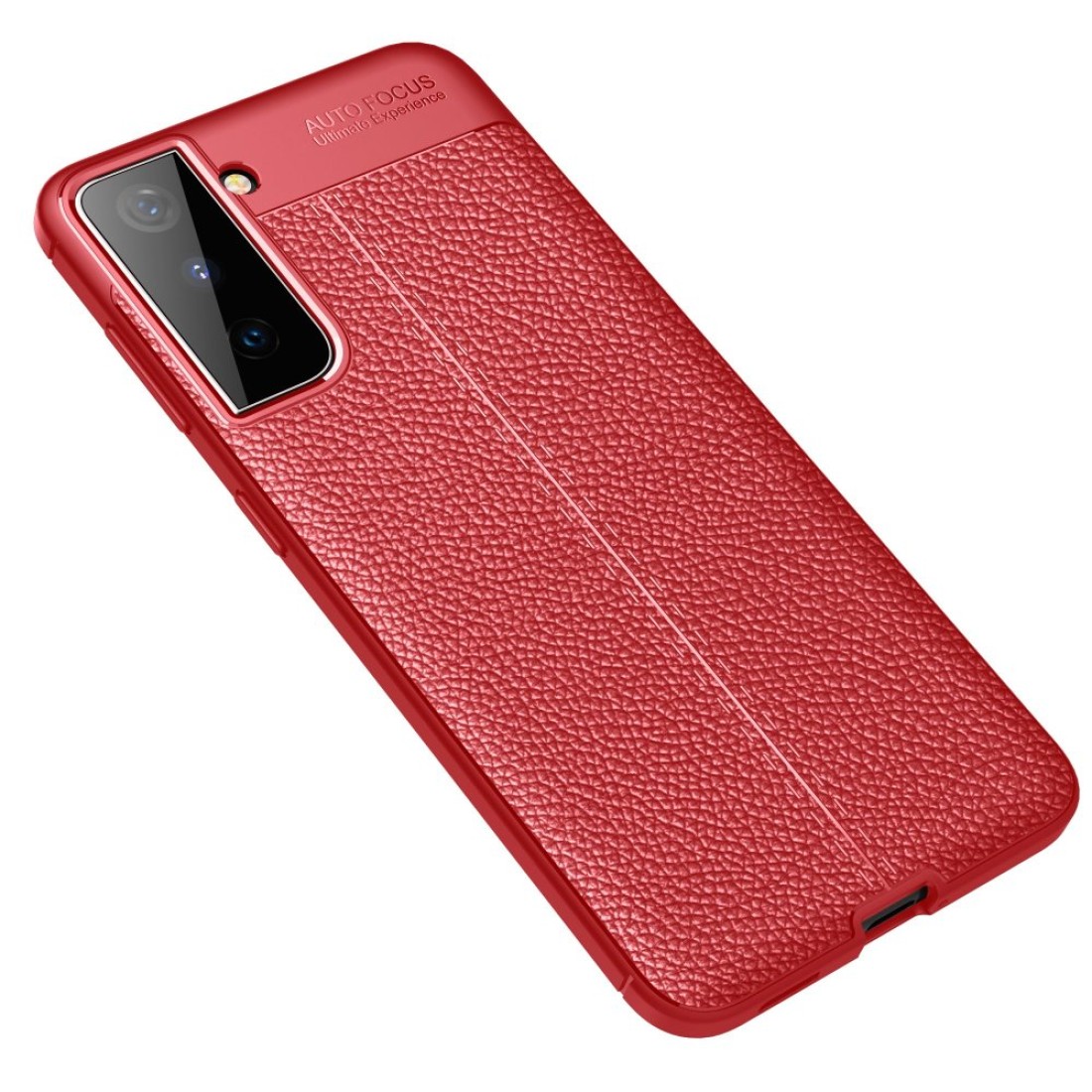 Samsung Galaxy S21 Kılıf Focus Derili Silikon - Kırmızı