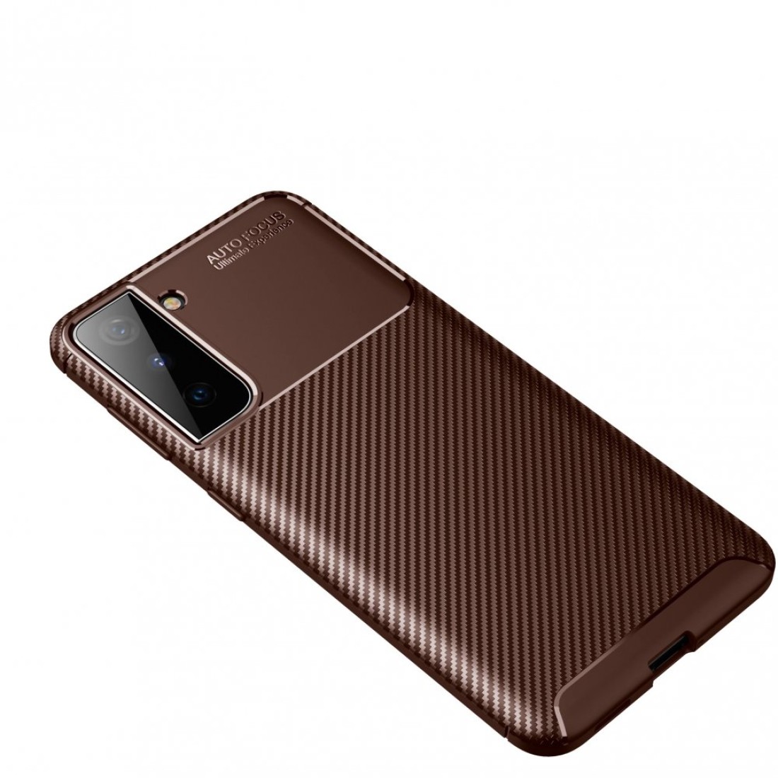 Samsung Galaxy S21 Kılıf Focus Karbon Silikon - Kahverengi
