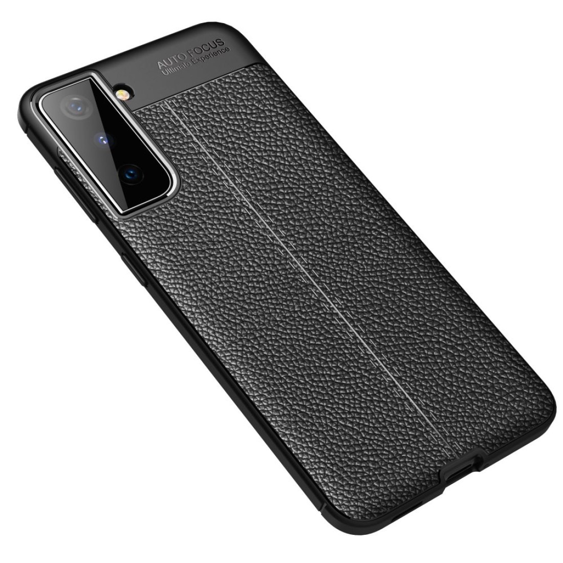Samsung Galaxy S21 Plus Kılıf Focus Derili Silikon - Siyah