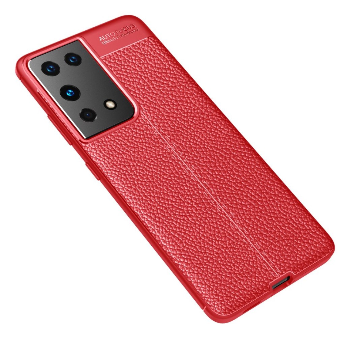 Samsung Galaxy S21 Ultra Kılıf Focus Derili Silikon - Kırmızı