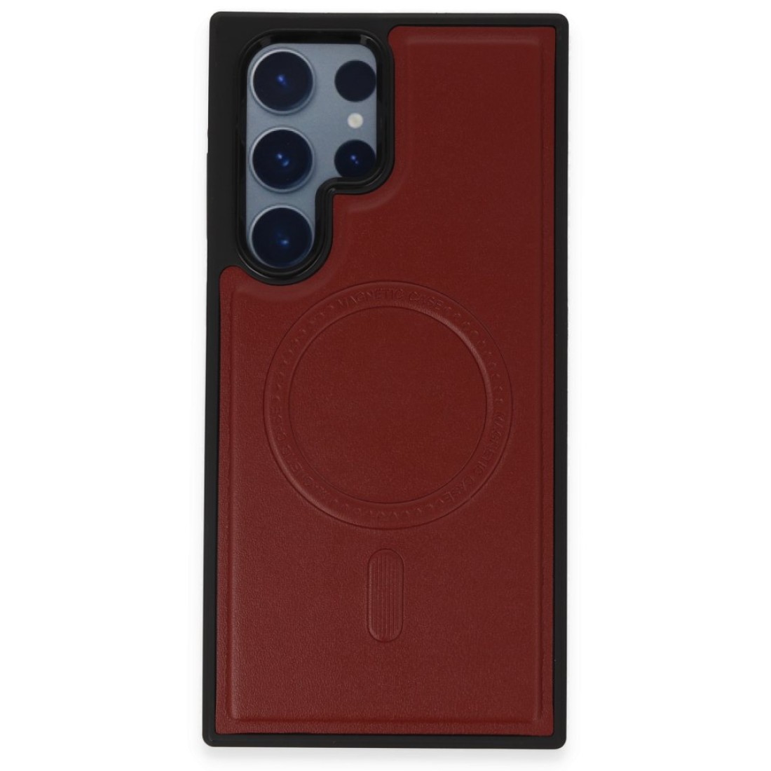 Samsung Galaxy S21 Ultra Kılıf Ozzi Magsafe Deri Kapak - Kırmızı