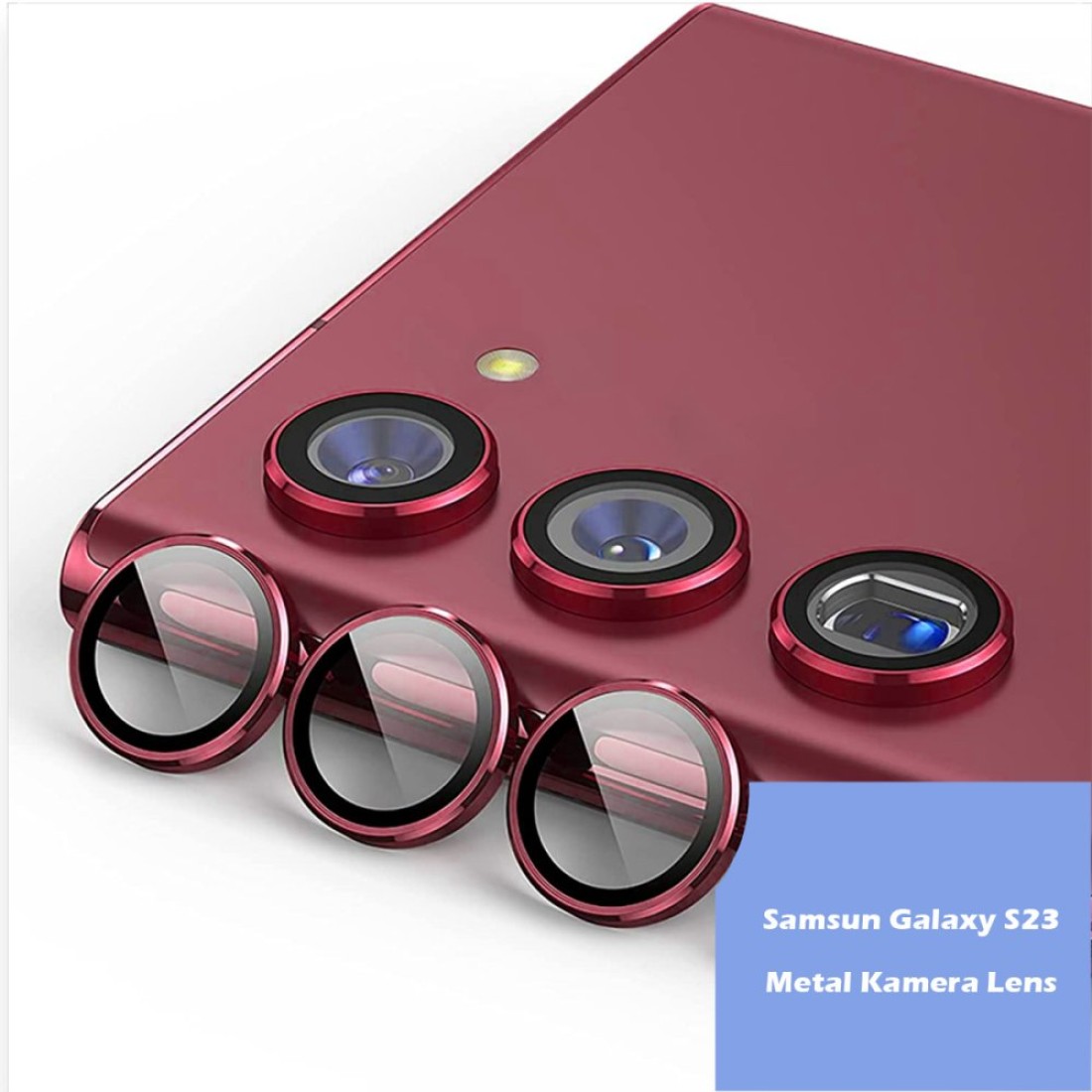 Samsung Galaxy S23 Metal Kamera Lens - Kırmızı