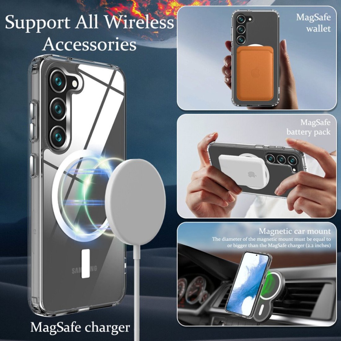 Samsung Galaxy S23 Plus Kılıf Magneticsafe Şeffaf Silikon - Şeffaf