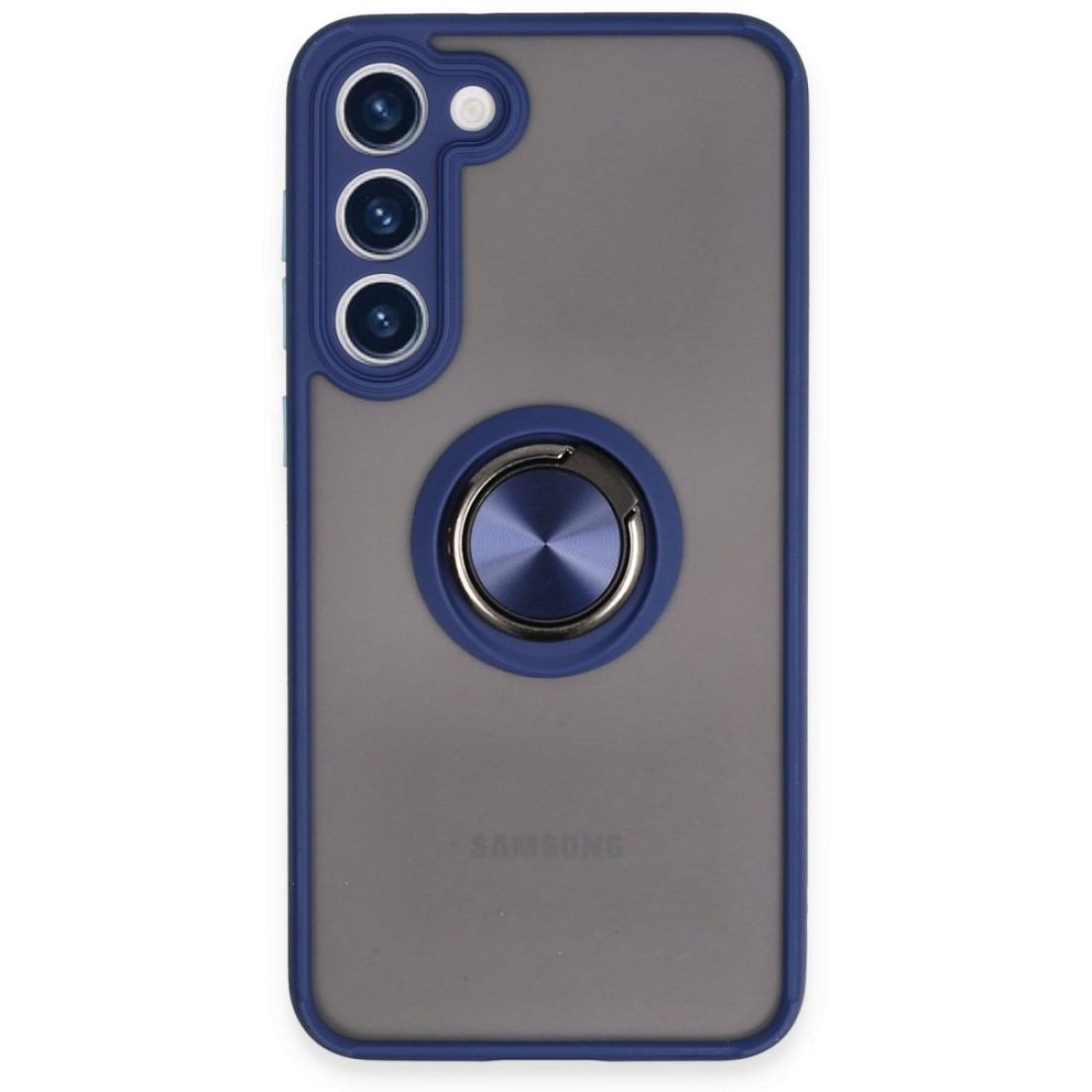 Samsung Galaxy S23 Plus Kılıf Montreal Yüzüklü Silikon Kapak - Lacivert