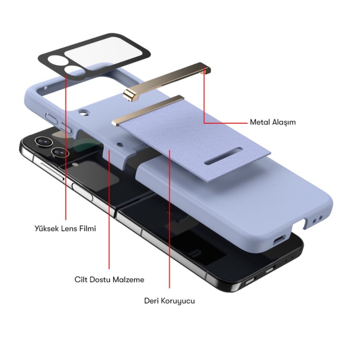 Samsung Galaxy Z Flip 4 Kılıf Belt Flip Kapak - Lacivert