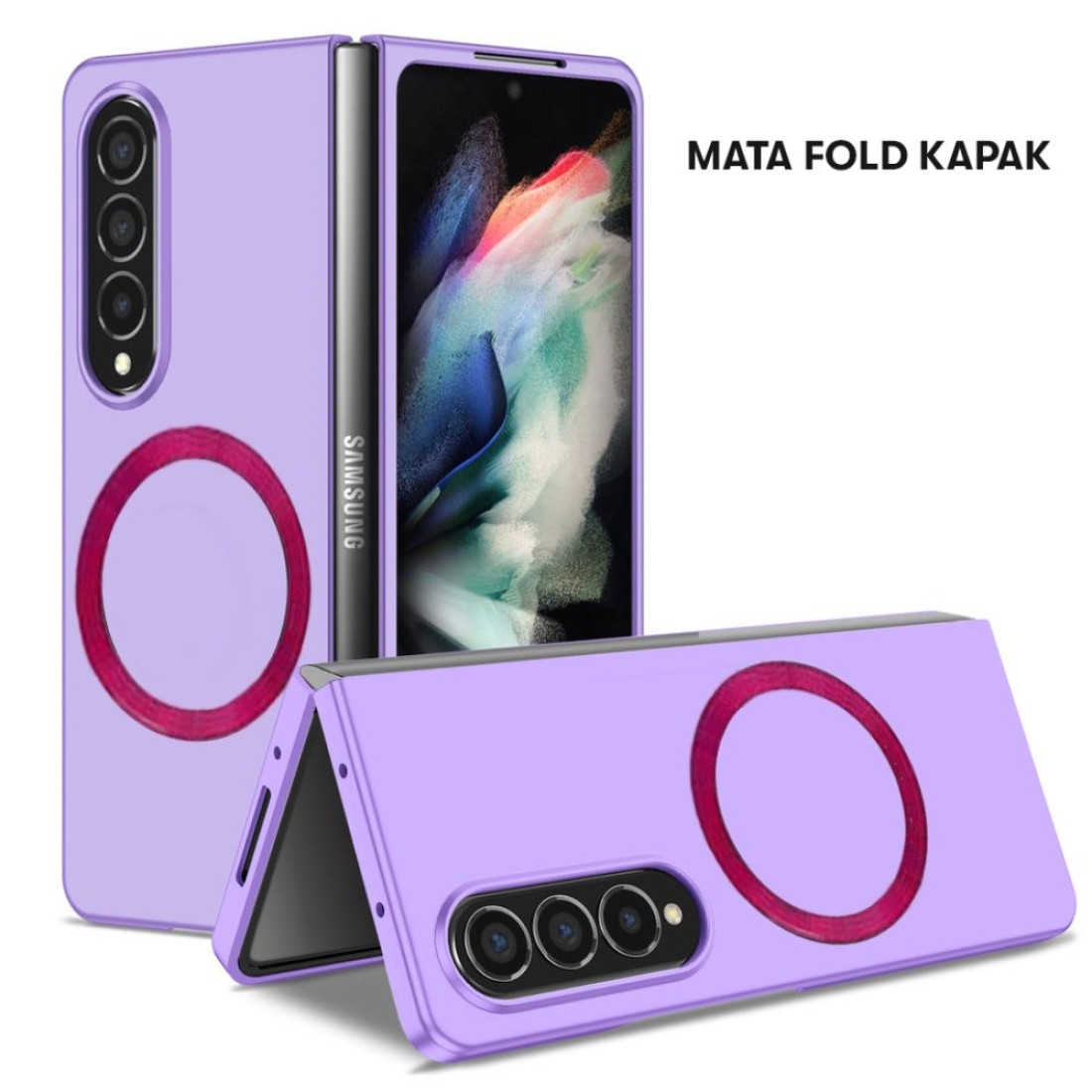 Samsung Galaxy Z Fold 3 Kılıf Mata Fold Kapak - Lila