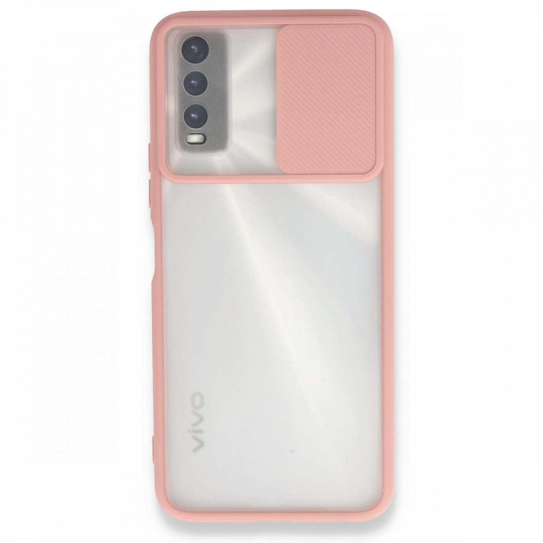 Vivo Y11S Kılıf Palm Buzlu Kamera Sürgülü Silikon - Pembe