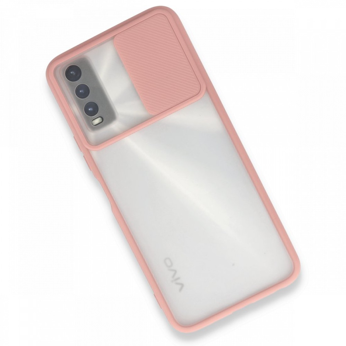 Vivo Y20 Kılıf Palm Buzlu Kamera Sürgülü Silikon - Pembe