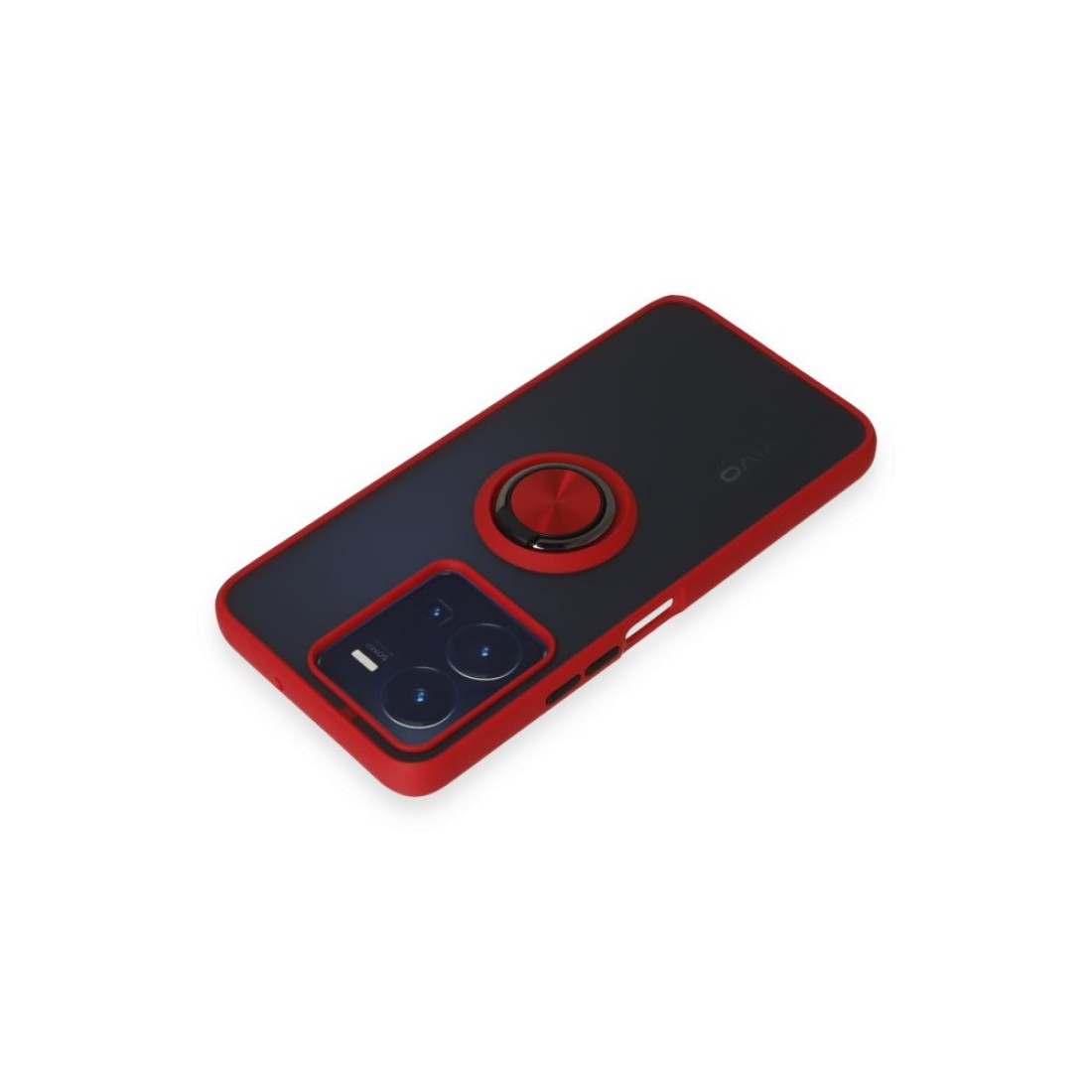 Vivo Y22S Kılıf Montreal Yüzüklü Silikon Kapak - Kırmızı