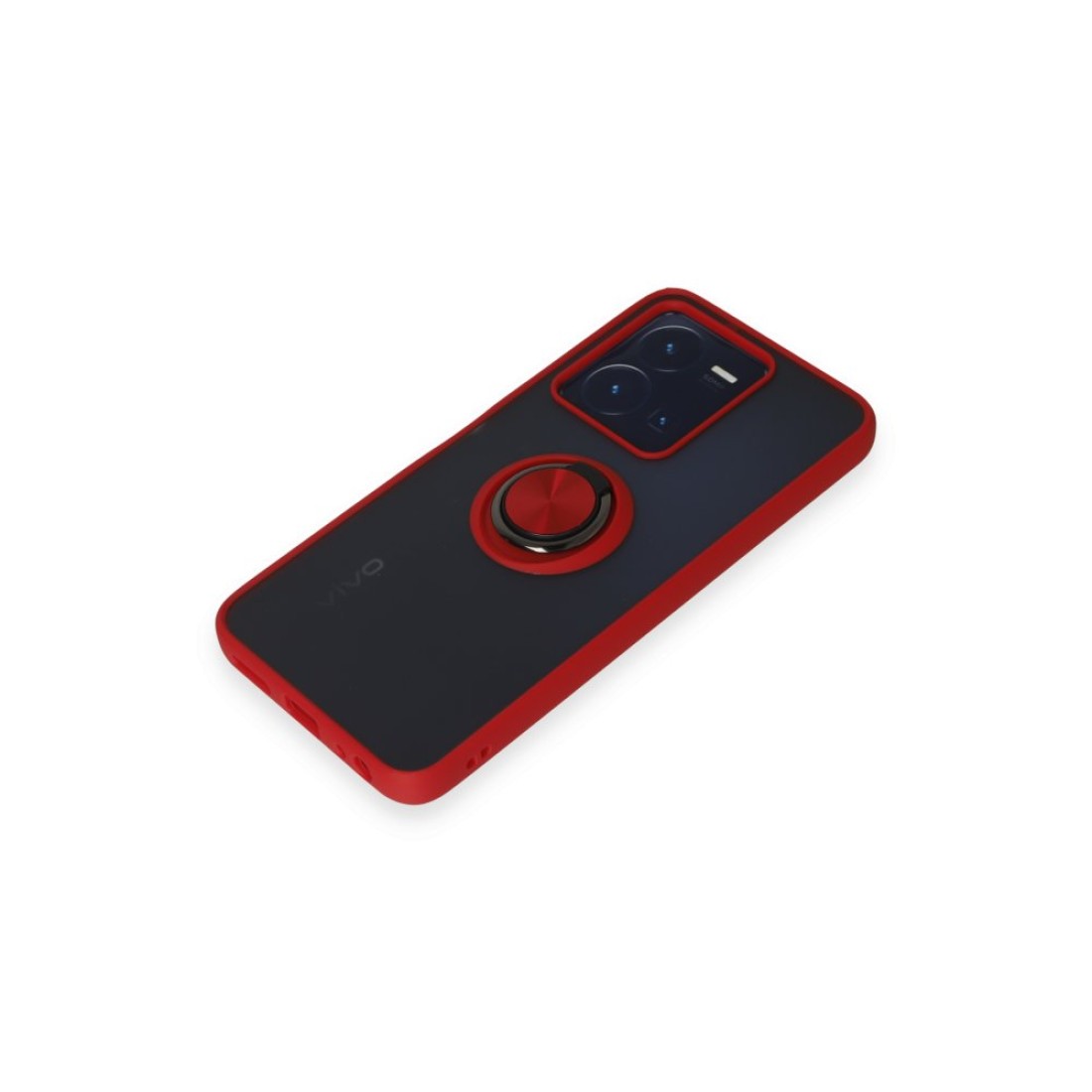 Vivo Y22S Kılıf Montreal Yüzüklü Silikon Kapak - Kırmızı