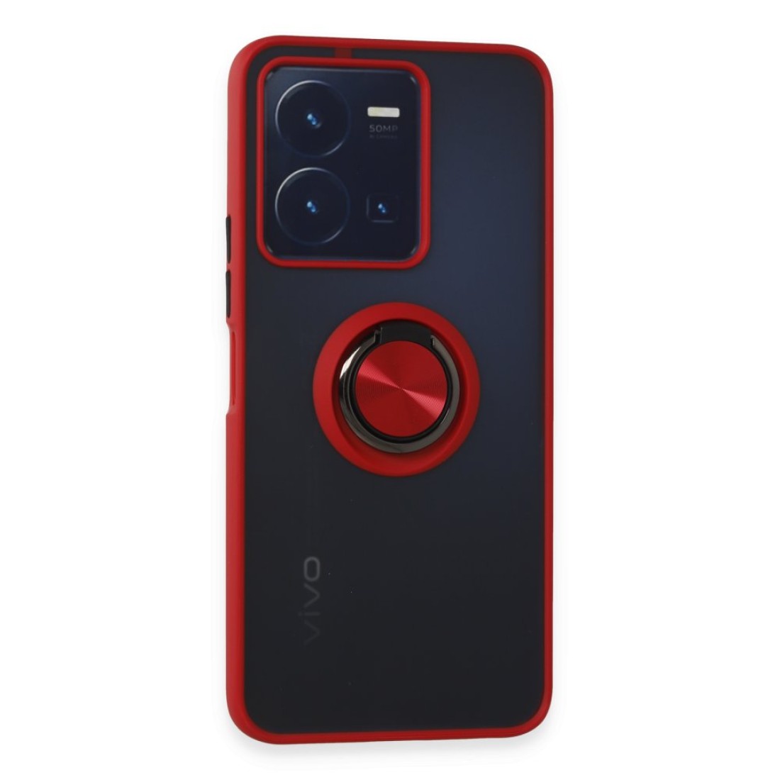 Vivo Y35 Kılıf Montreal Yüzüklü Silikon Kapak - Kırmızı