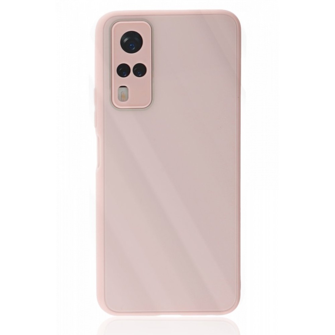 Vivo Y31 2021 Kılıf Glass Kapak - Pembe