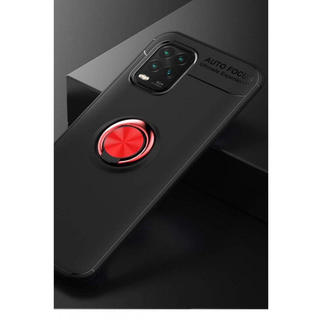 Xiaomi Mi 10 Lite Kılıf Range Yüzüklü Silikon - Siyah-Kırmızı