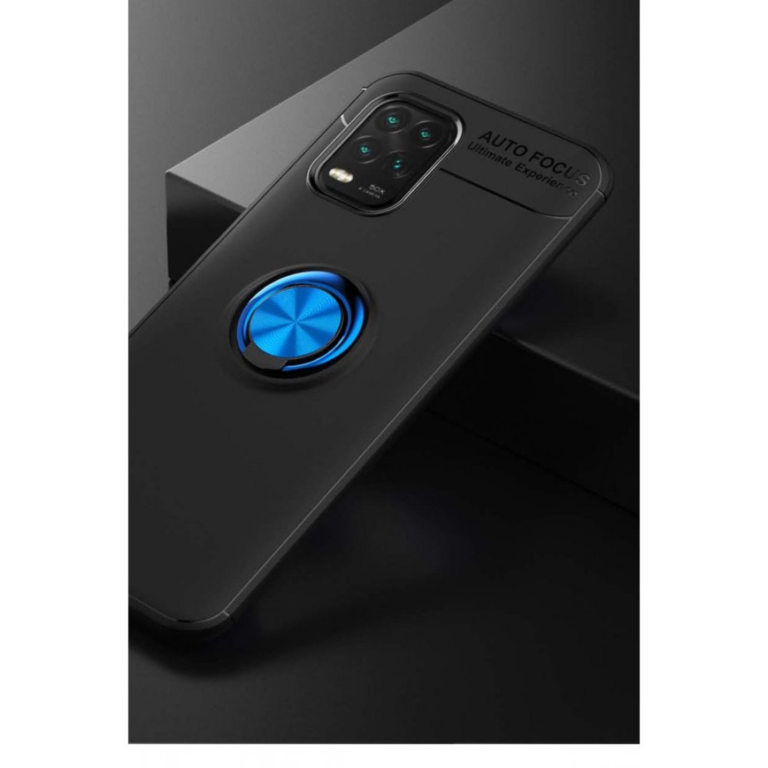 Xiaomi Mi 10 Lite Kılıf Range Yüzüklü Silikon - Siyah-Mavi
