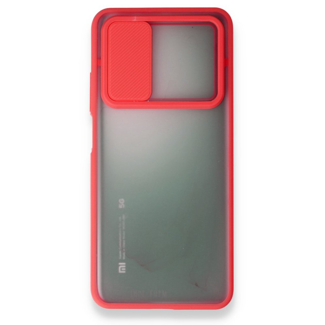 Xiaomi Mi 10T Kılıf Palm Buzlu Kamera Sürgülü Silikon - Kırmızı