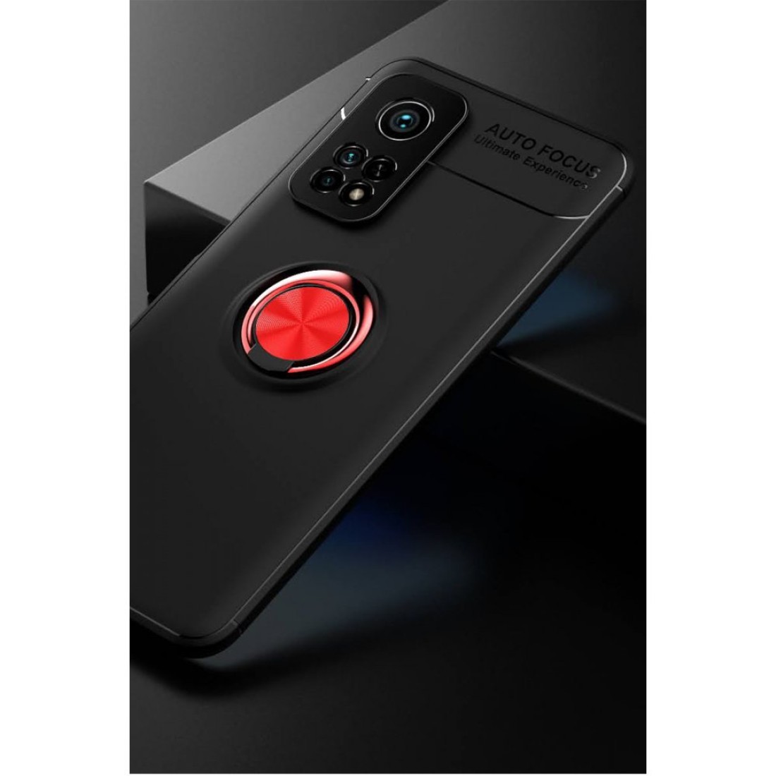 Xiaomi Mi 10T Kılıf Range Yüzüklü Silikon - Siyah-Kırmızı