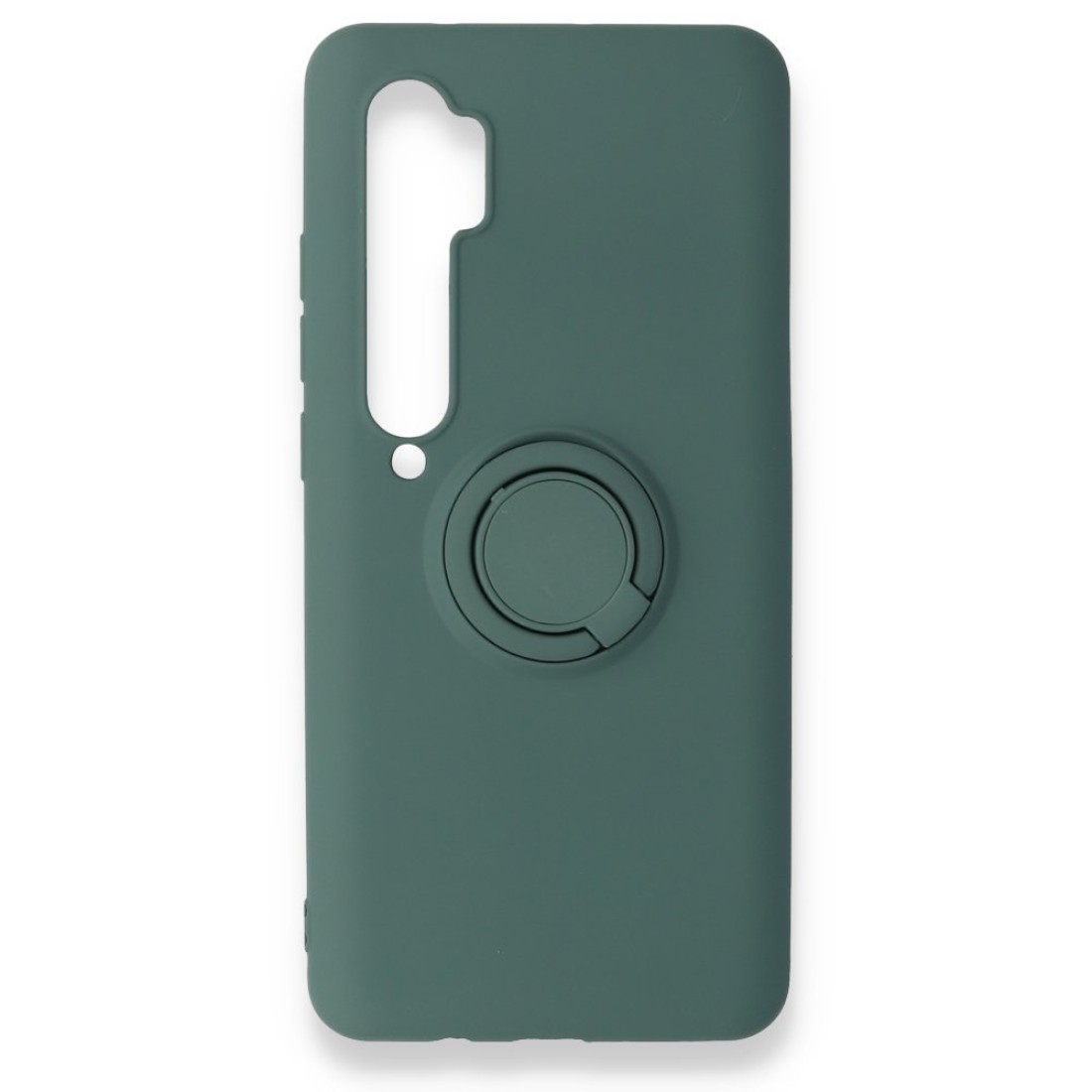 Xiaomi Mi Note 10 Lite Kılıf Viktor Yüzüklü Silikon - Koyu Yeşil