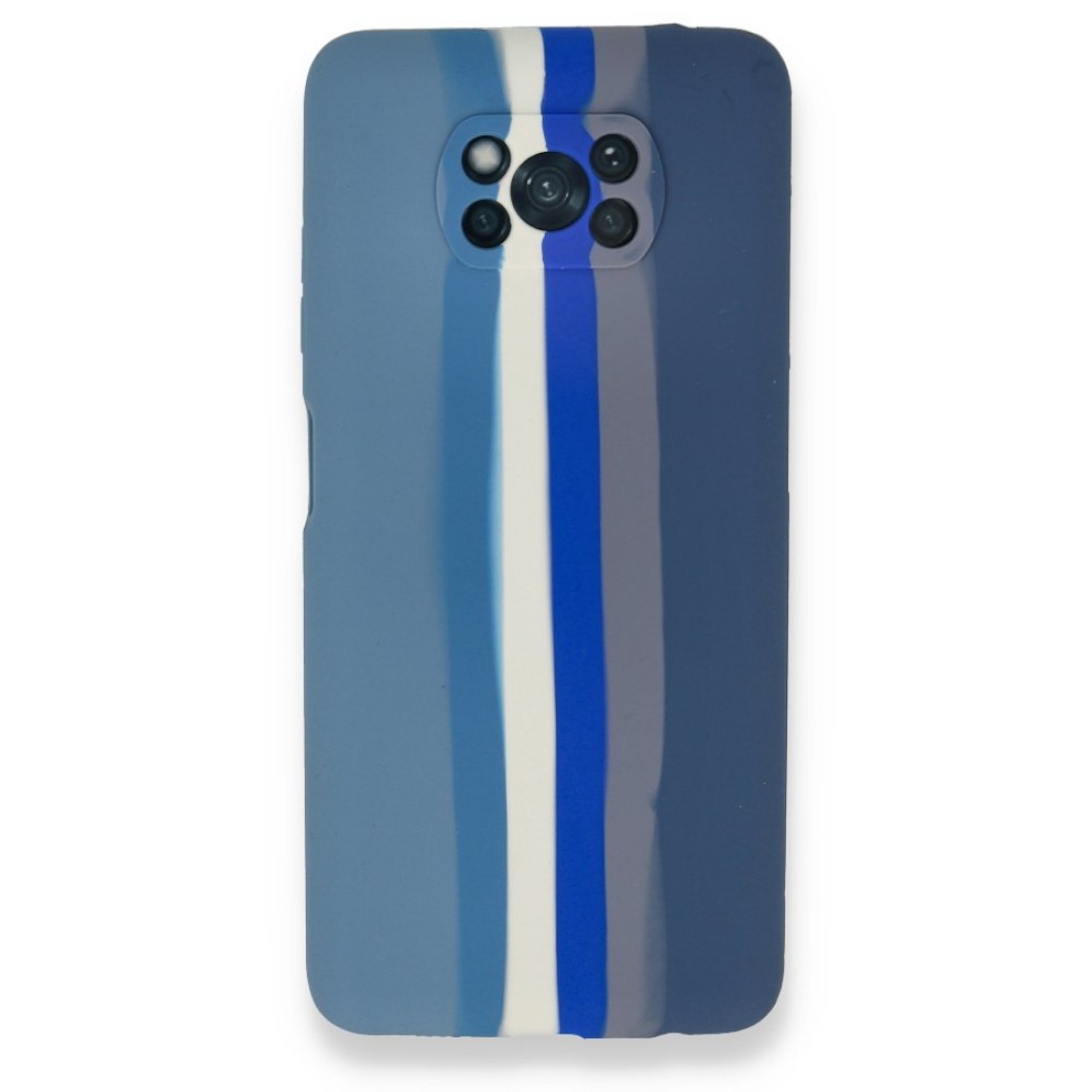 Xiaomi Pocophone X3 Kılıf Ebruli Lansman Silikon - Mavi-Gri