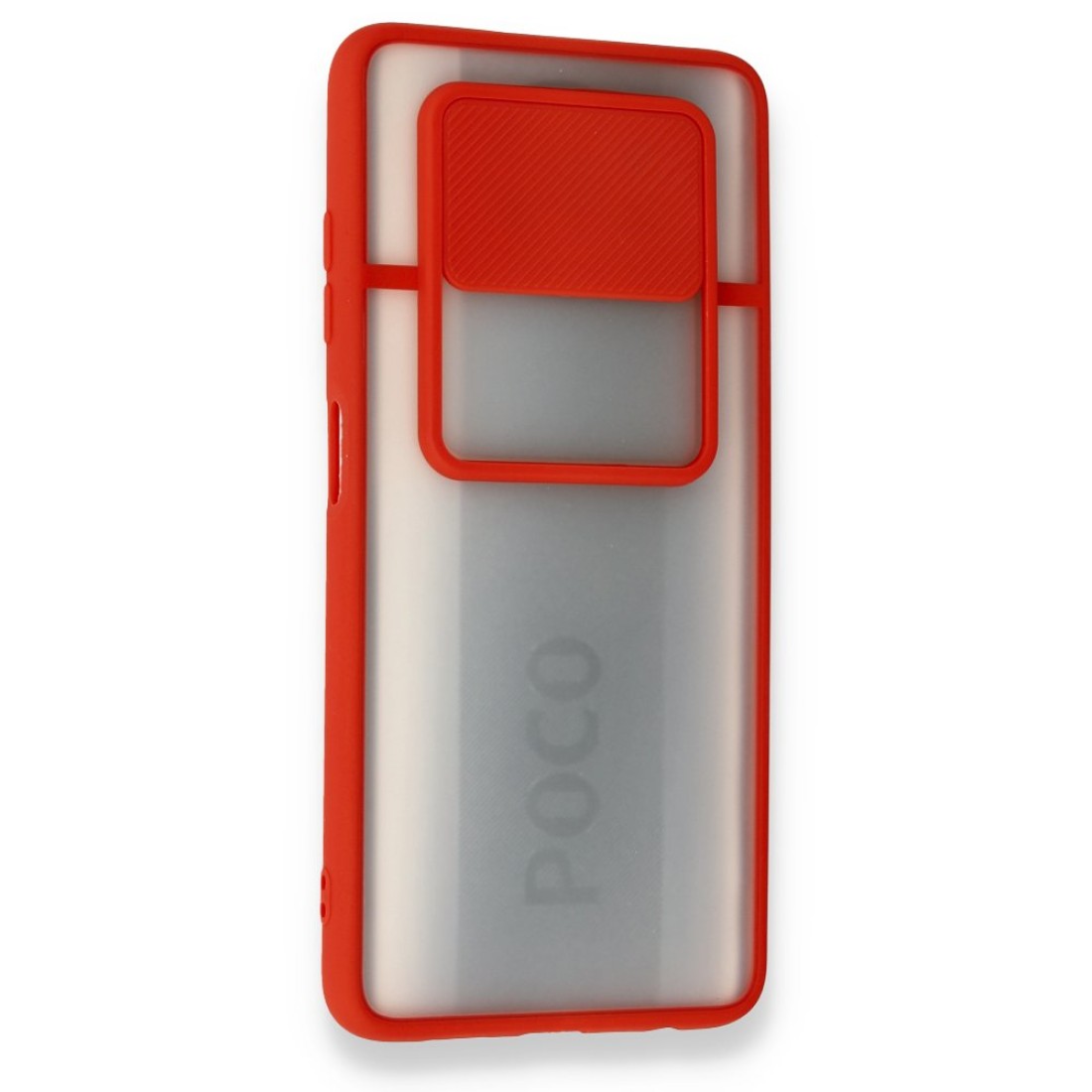 Xiaomi Pocophone X3 Pro Kılıf Palm Buzlu Kamera Sürgülü Silikon - Kırmızı