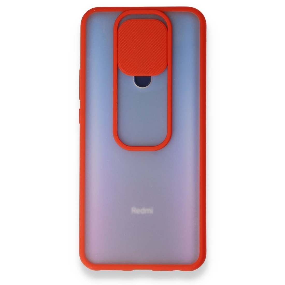 Xiaomi Redmi 9 Kılıf Palm Buzlu Kamera Sürgülü Silikon - Kırmızı