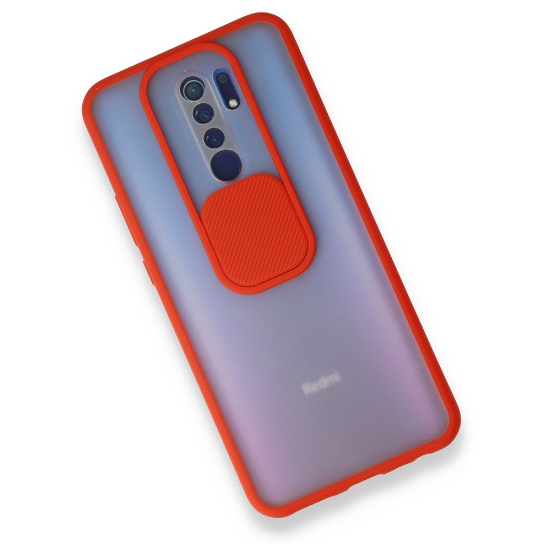 Xiaomi Redmi 9 Kılıf Palm Buzlu Kamera Sürgülü Silikon - Kırmızı