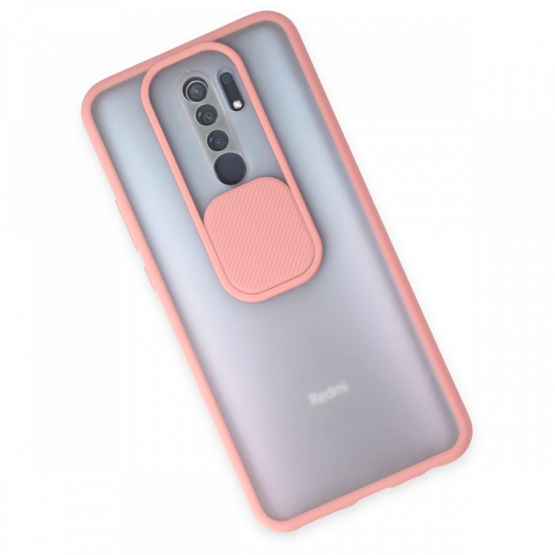 Xiaomi Redmi 9 Kılıf Palm Buzlu Kamera Sürgülü Silikon - Pembe