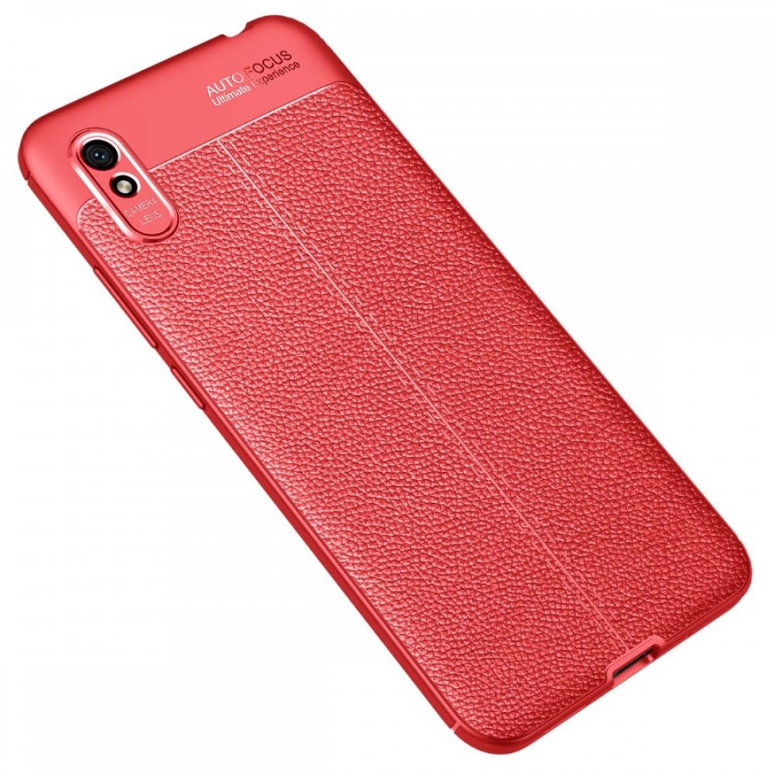 Xiaomi Redmi 9A Kılıf Focus Derili Silikon - Kırmızı