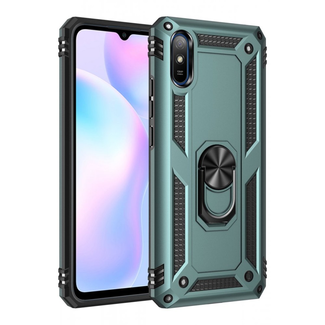 Xiaomi Redmi 9A Kılıf Sofya Yüzüklü Silikon Kapak - Yeşil