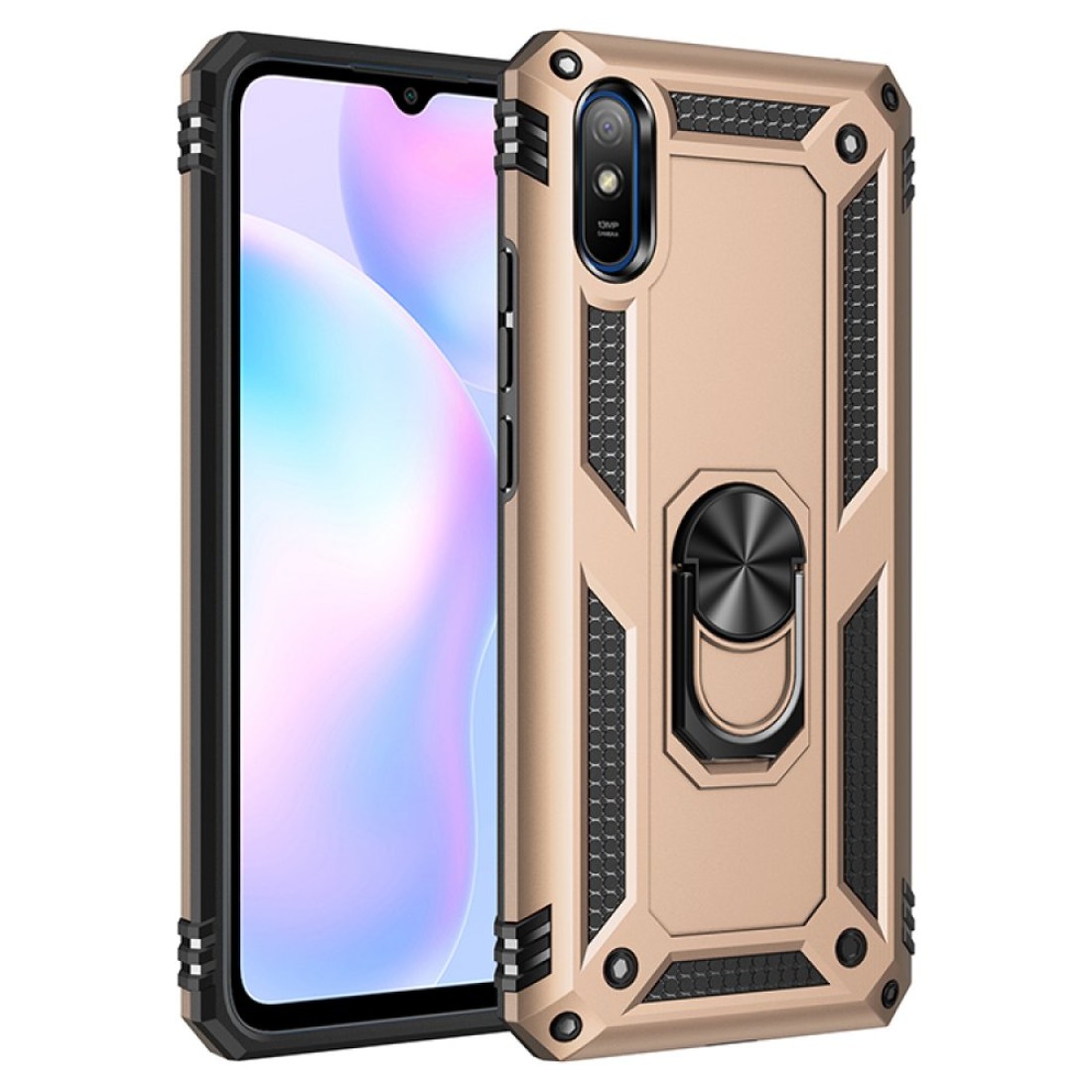 Xiaomi Redmi 9A Kılıf Sofya Yüzüklü Silikon Kapak - Gold