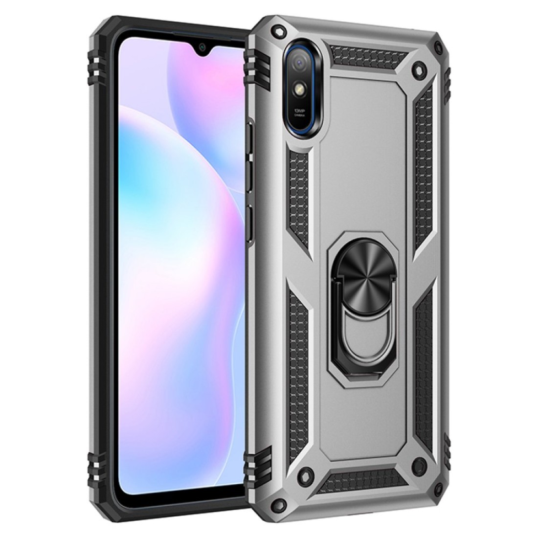 Xiaomi Redmi 9A Kılıf Sofya Yüzüklü Silikon Kapak - Gümüş