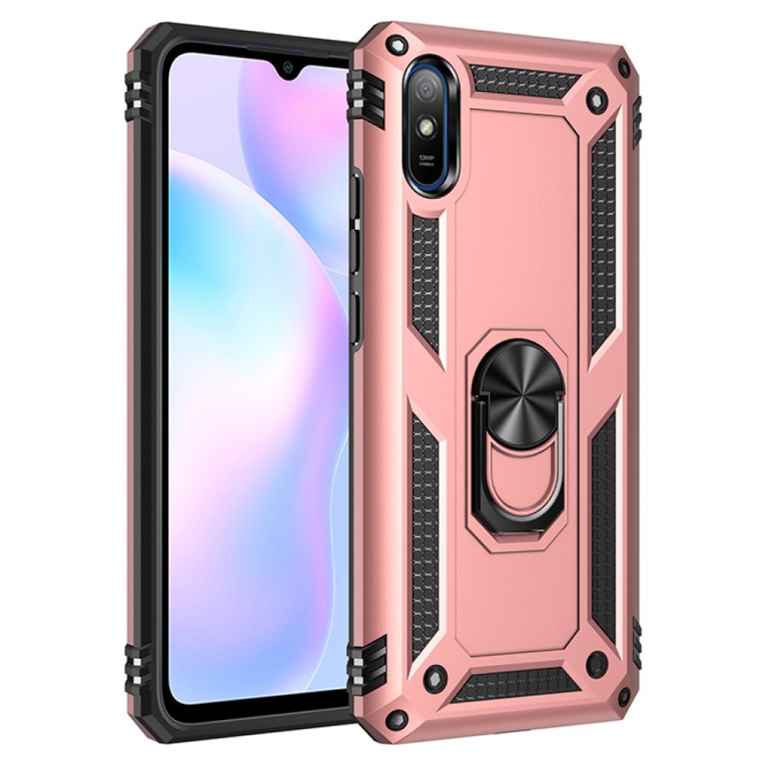 Xiaomi Redmi 9A Kılıf Sofya Yüzüklü Silikon Kapak - Rose