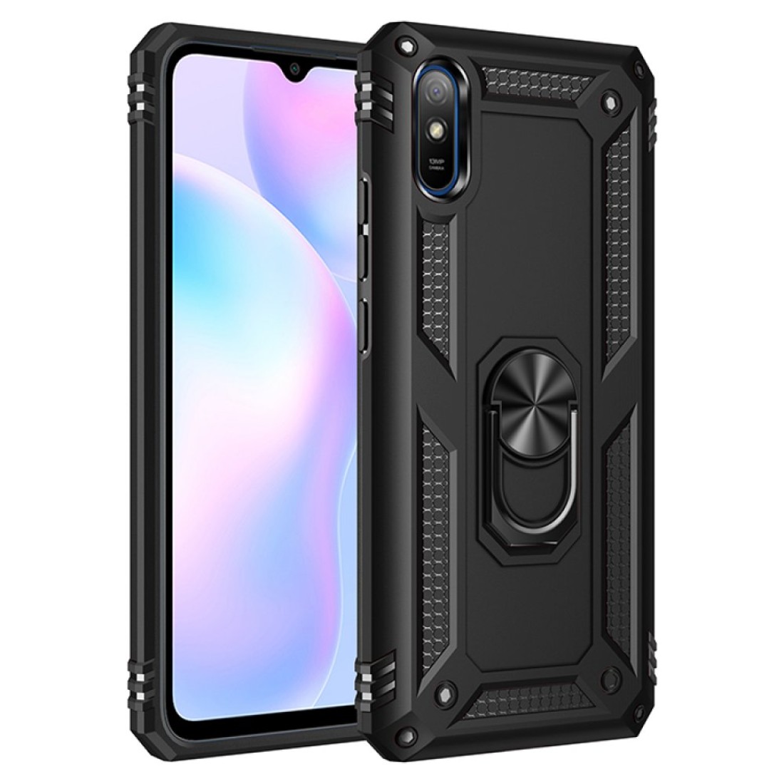 Xiaomi Redmi 9A Kılıf Sofya Yüzüklü Silikon Kapak - Siyah