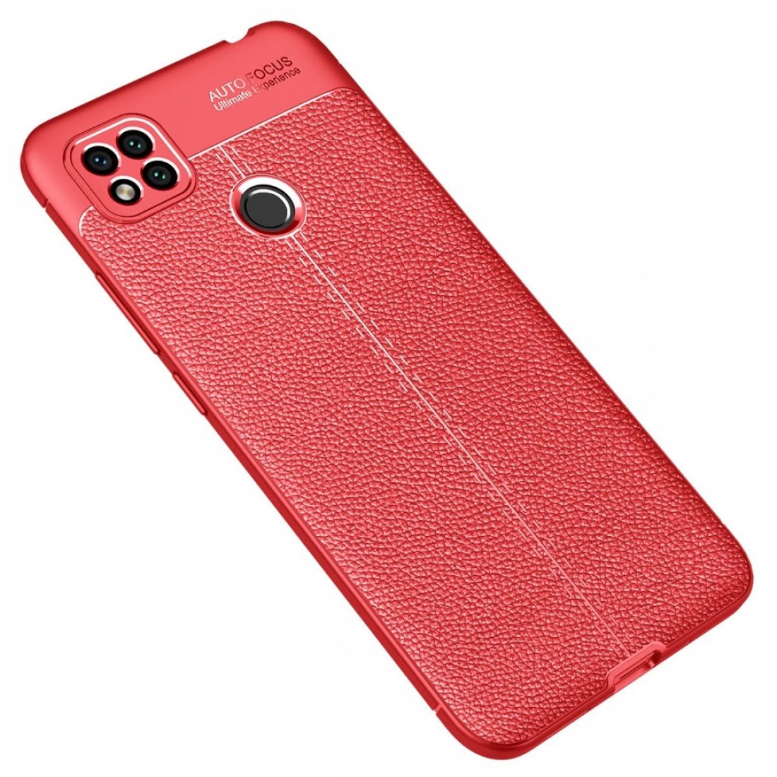 Xiaomi Redmi 9C Kılıf Focus Derili Silikon - Kırmızı