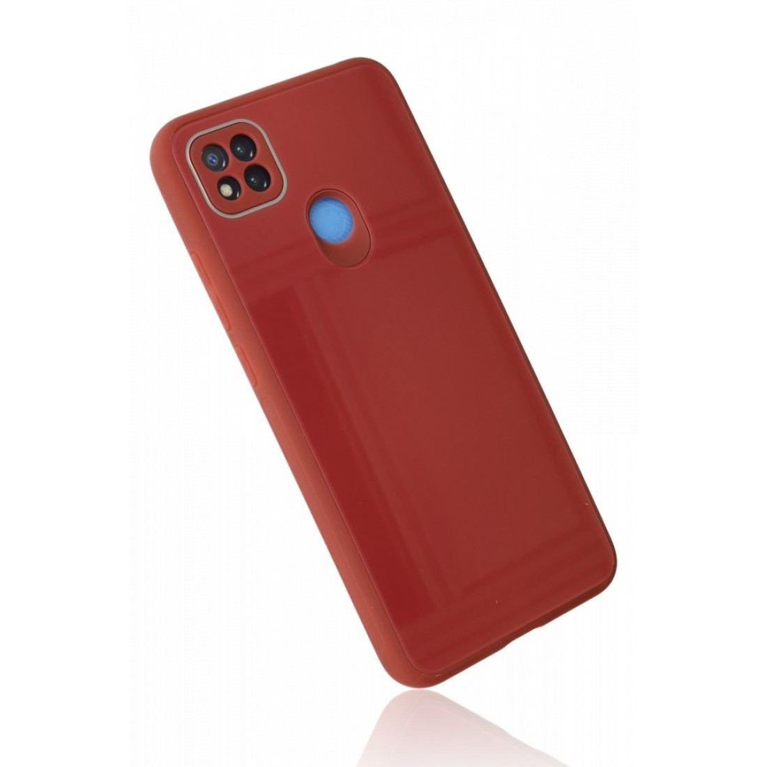 Xiaomi Redmi 9C Kılıf Glass Kapak - Bordo