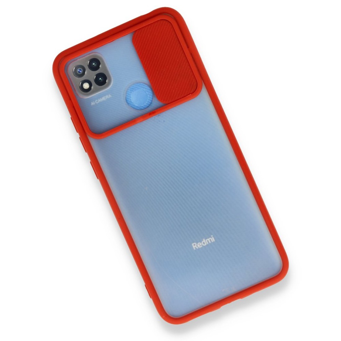 Xiaomi Redmi 9C Kılıf Palm Buzlu Kamera Sürgülü Silikon - Kırmızı