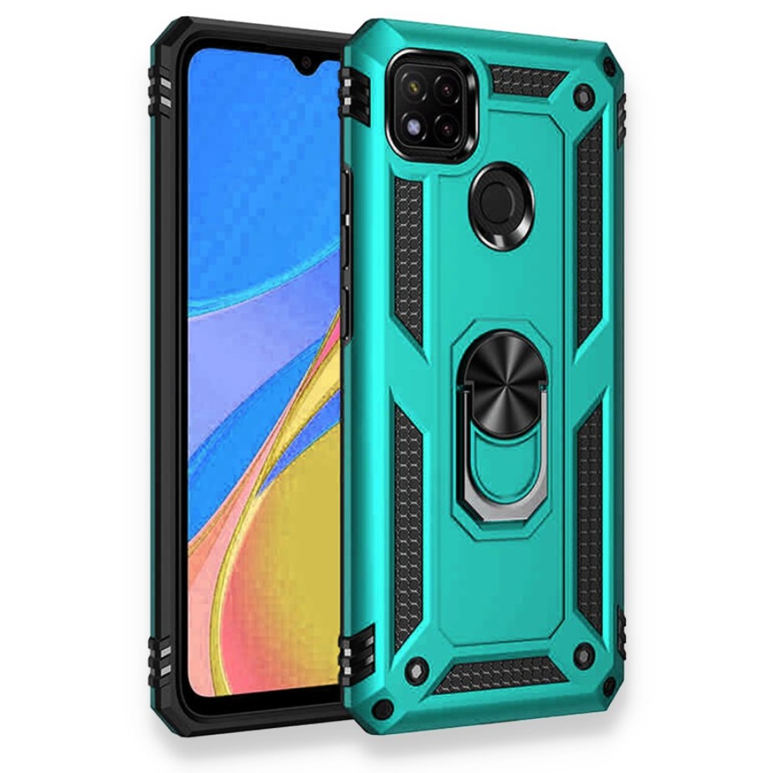 Xiaomi Redmi 9C Kılıf Sofya Yüzüklü Silikon Kapak - Yeşil