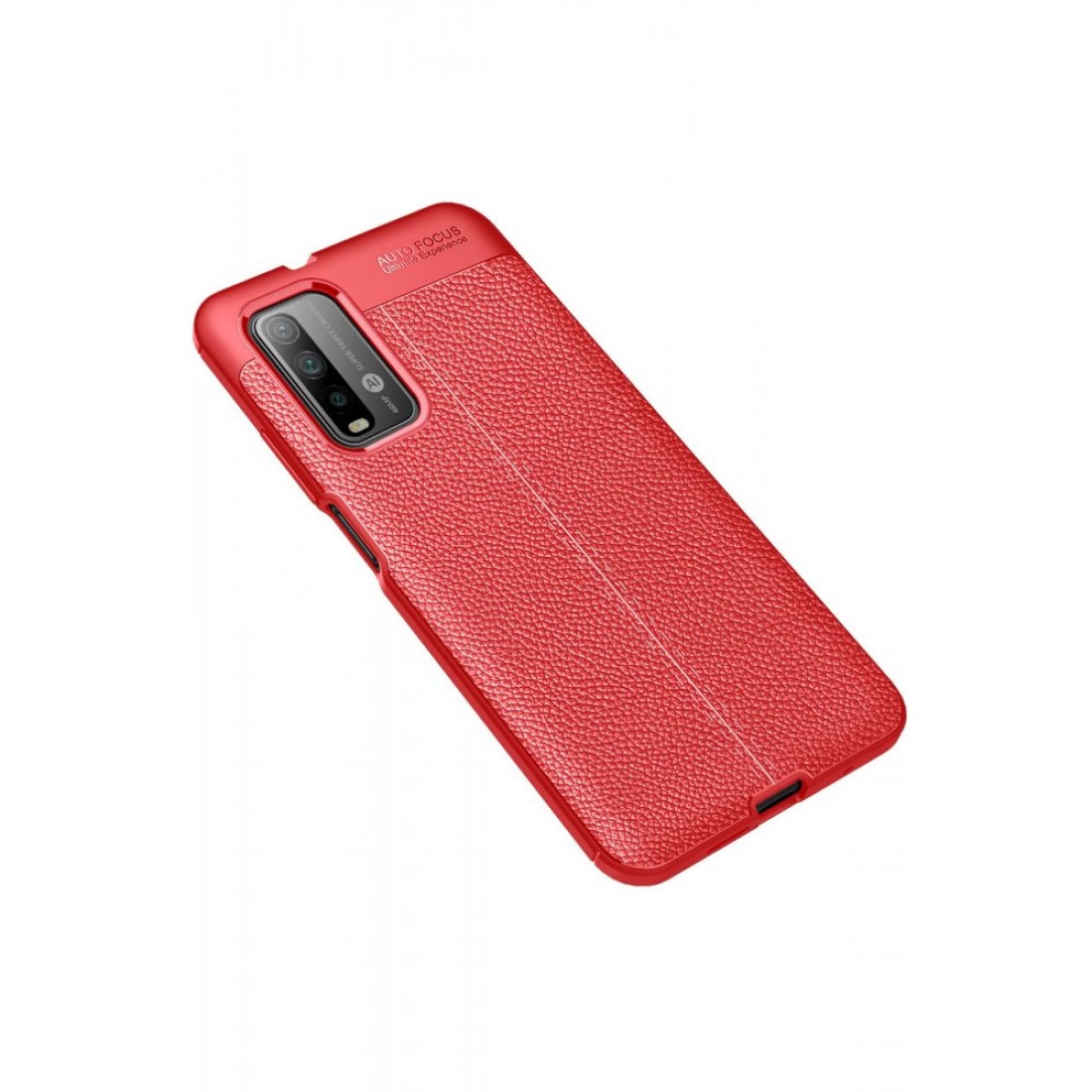 Xiaomi Redmi 9T Kılıf Focus Derili Silikon - Kırmızı