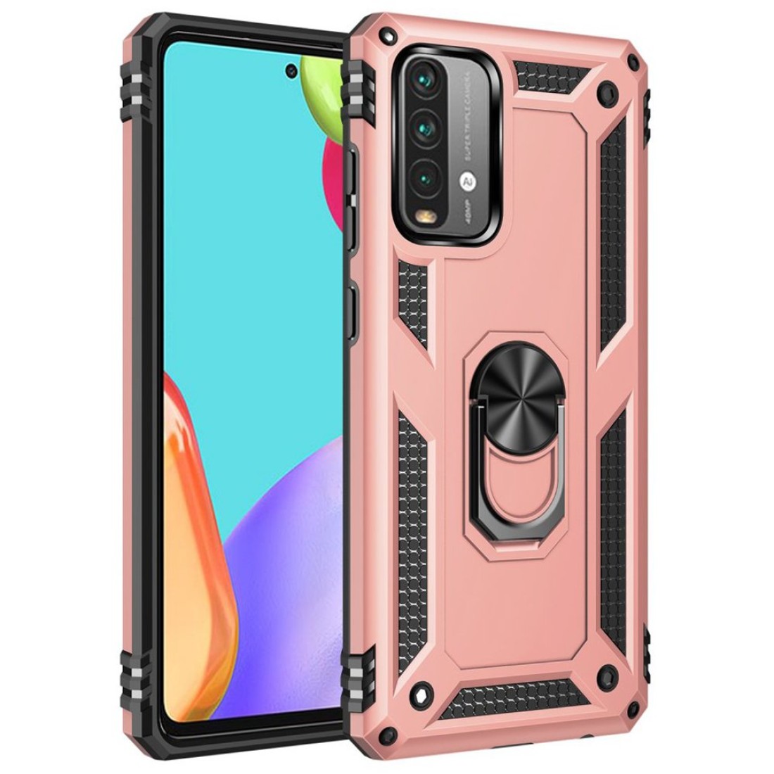 Xiaomi Redmi 9T Kılıf Sofya Yüzüklü Silikon Kapak - Rose