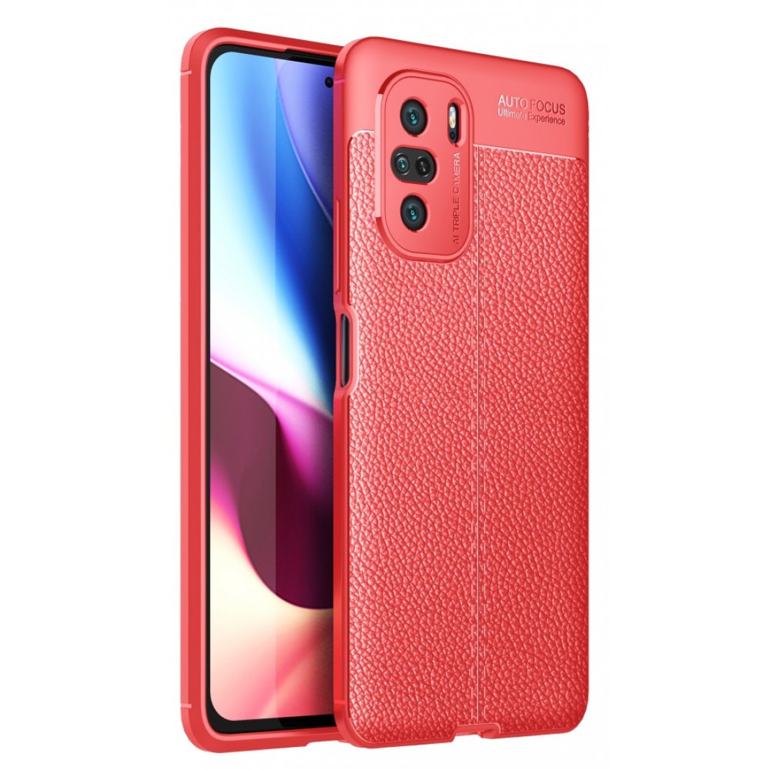 Xiaomi Redmi K40 Pro Kılıf Focus Derili Silikon - Kırmızı