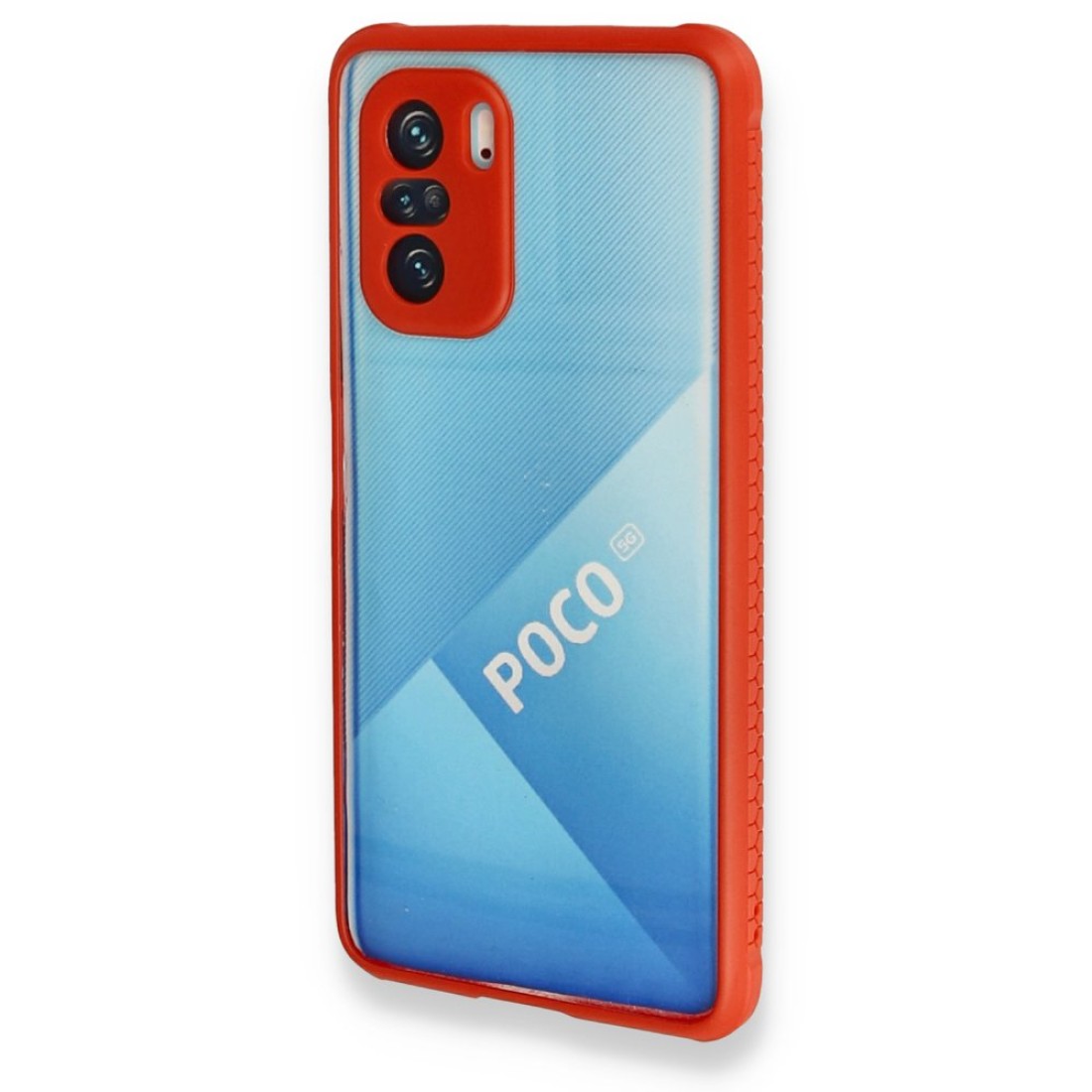 Xiaomi Redmi K40 Pro Kılıf Miami Şeffaf Silikon  - Kırmızı