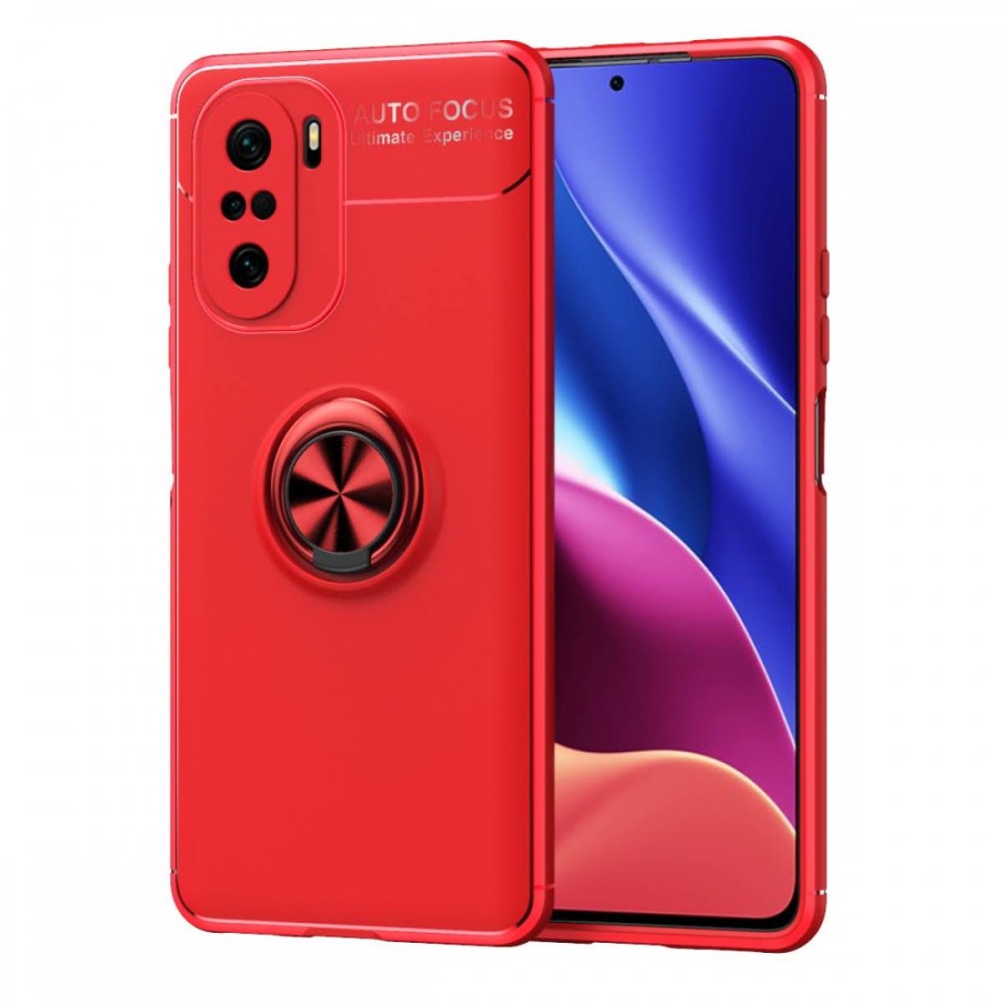 Xiaomi Redmi K40 Kılıf Range Yüzüklü Silikon - Kırmızı