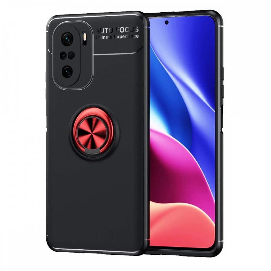 Xiaomi Redmi K40 Pro Kılıf Range Yüzüklü Silikon - Siyah-Kırmızı