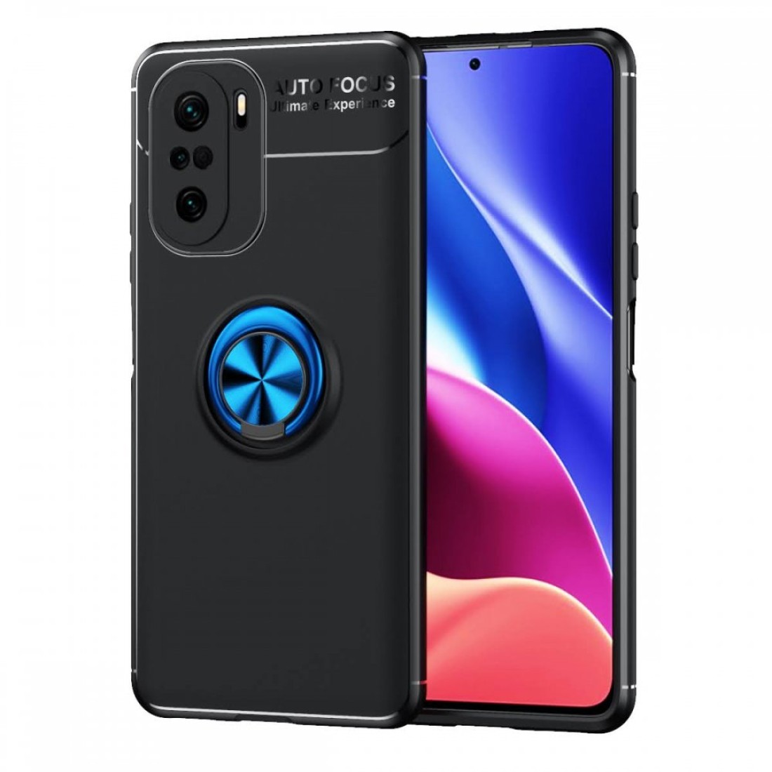 Xiaomi Redmi K40 Pro Kılıf Range Yüzüklü Silikon - Siyah-Mavi