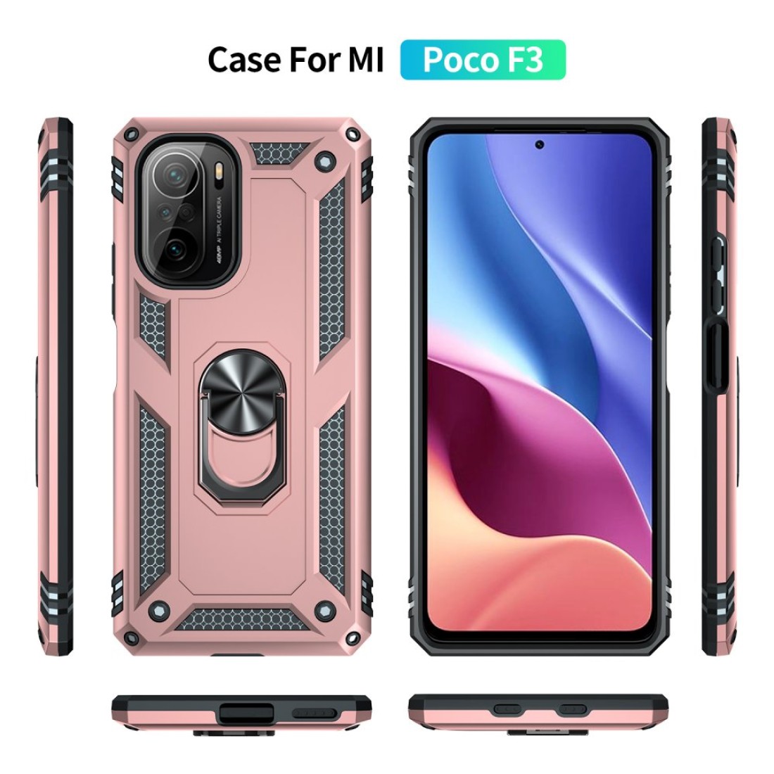 Xiaomi Redmi K40 Pro Kılıf Sofya Yüzüklü Silikon Kapak - Rose